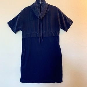 cos Dark Blue Cowl Neck Short Sleeve Dress Sz S